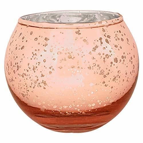 Vss Mercury Rose Gold Round Votive Glass Candle Holder for Christmas Decoration