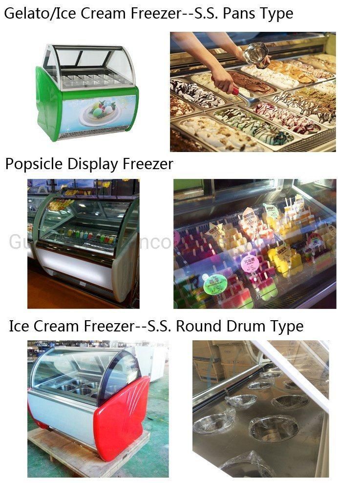 1200mm High Quality Curved Glasse Deep Cooling Ice Cream Showcase