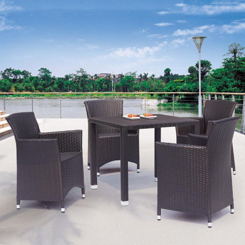 Aluminum Glass Table Top Rectangular Long Rattan Restaurant Dining Room Table