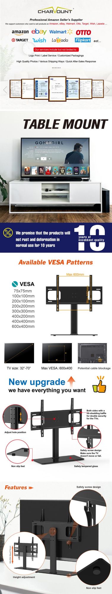 Wholesale Low Price High Quality Articulating LCD TV Bracket (CT-DVD-51B)