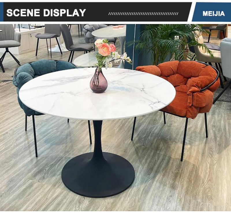 Excellent Quality Tempered Glass Nordic Dining Table Luxury Round Marble