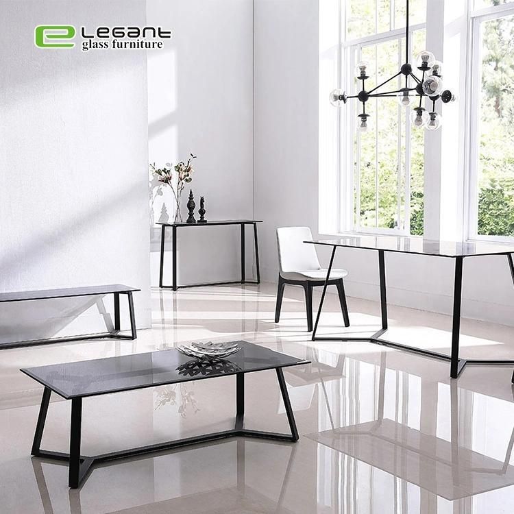 Coffee Shop Rectangle Shape Glass Top Center Table Design