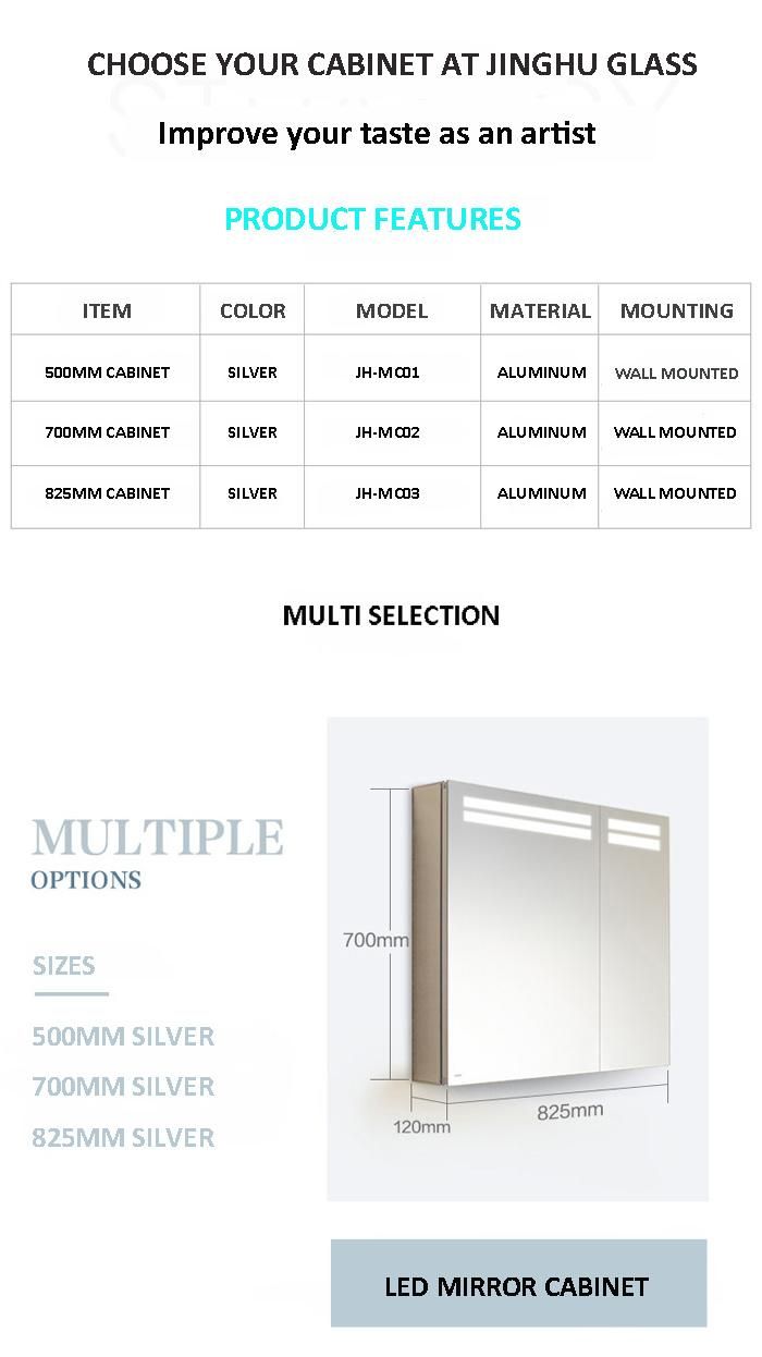 Home Decorative Wall Mounted 600X800mm Double Door Bathroom LED Cabinet Illuminated Medicine Cabinet with Socket