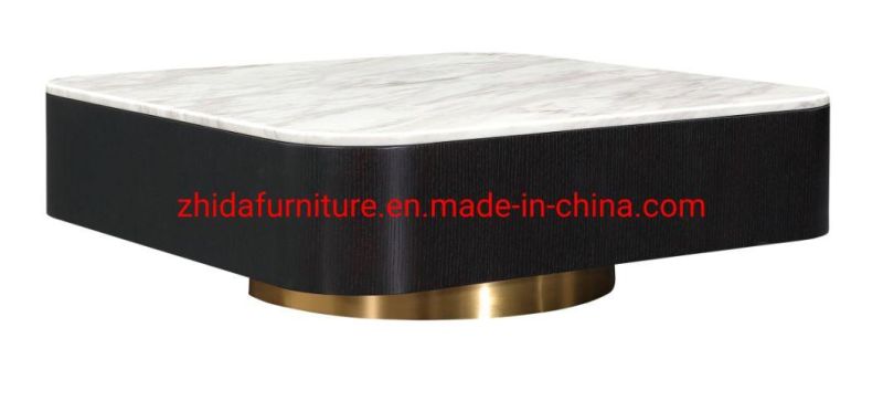 Modern Marble Living Room Golden Leg Square Shape Hotel Home Villa Furniture Design Tea Coffee Table