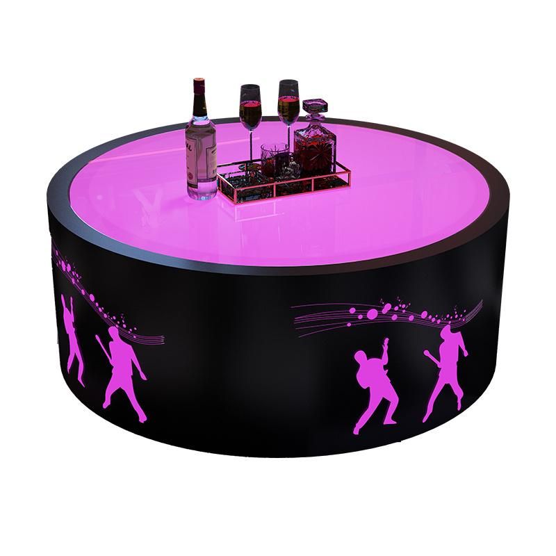Hotel Lobby Square Tempered Glass Top Coffee Table Lounge Furniture Night Club LED Table KTV Bar Table