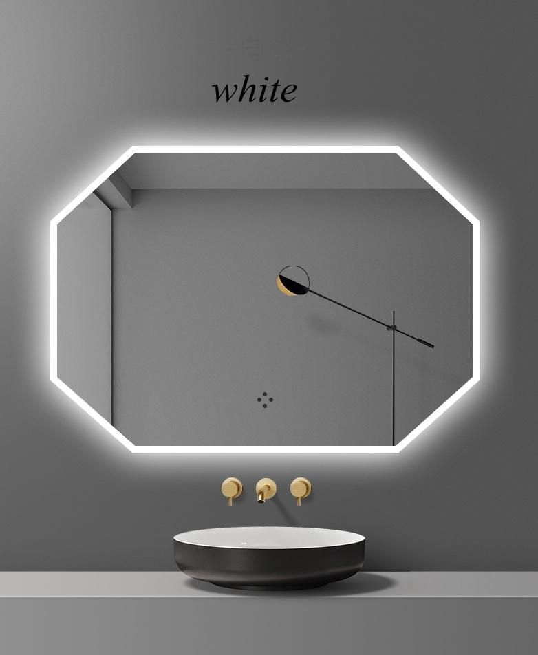 Frameless White Yellow Illuminated LED Dressing Bathroom Vanity Wall Mirror