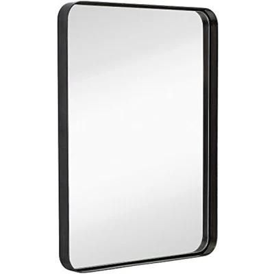 24&prime;&prime;x36&prime;&prime; Inch Black Metal Frame Bathroom Mirror with Rounded Rect Shaped Wall Mounted Mirror