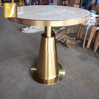 High Quality Living Room Furniture Set Brushed Titanium Gold Seal Oil Bottom Frame Side Coffee Table
