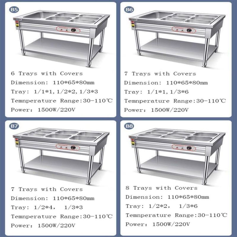 Buffet Bain Marie Cabinet Electric Food Warmer Display Showcase with Glass Top