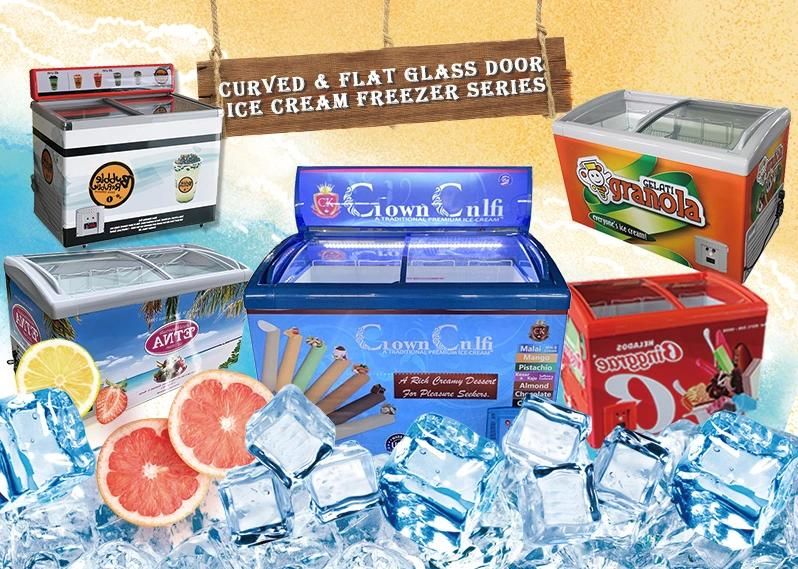 Commercial Glass Door Showcase Low Temperature Freezer for Ice-Cream SD/Sc-358y