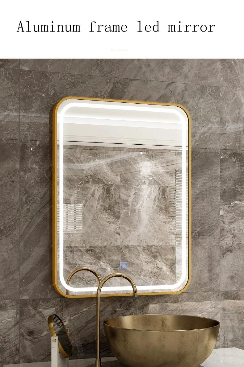Irregular Silver Wall Decorative LED Laminated Smart Bathroom Vanity Mirror