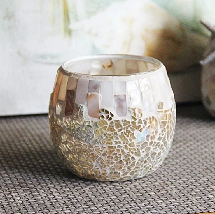 Fancy Bowl Shape Glass Candle Jar Candle Cup Mosaic Candle Holder for Wedding Decoration