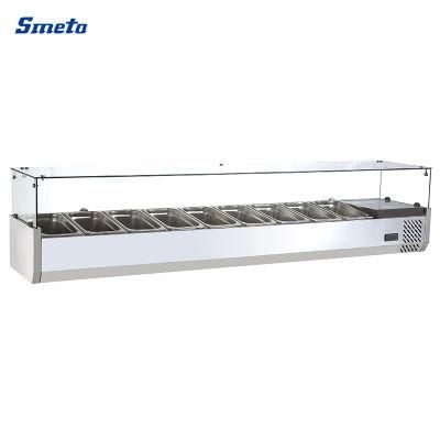 79 Inch 9*1/3 Gn Glass Top Fan Cooling Salad Bar Refrigeration Showcase