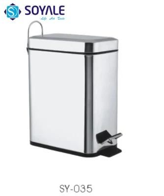 3L 5L 12L Stainless Steel Pedal Dustbin Trash Can with Polish Finishing Sy-035