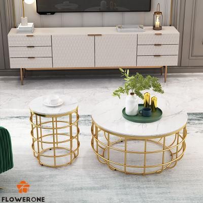 Modern Furniture Round Living Room Tempered Glass/Marble Tea Coffee Table