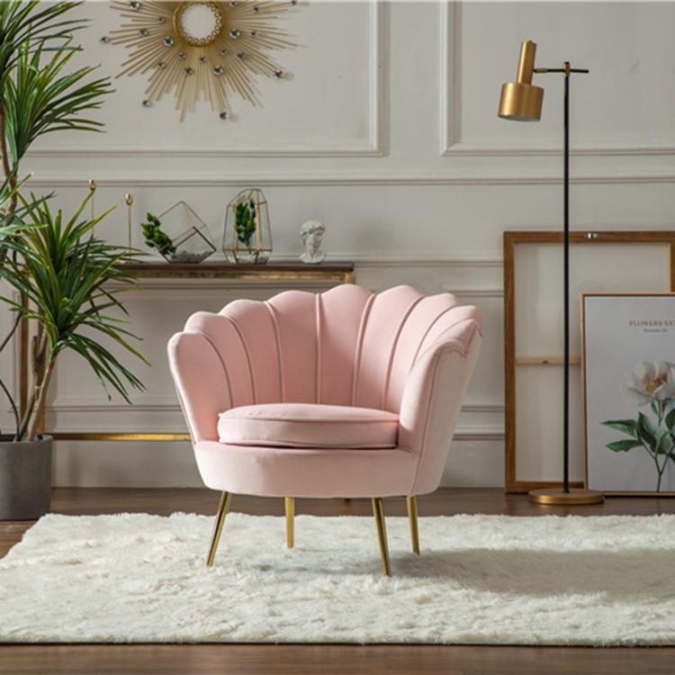 Modern Home Living Room Furniture Sofa Set Fabric Velvet Golden Leg Lounge Sofa Chair for Banquet
