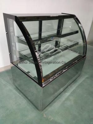 Top Glass Cake Display Showcase with Marble or Stainless Steel Base