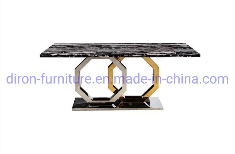 Foshan Furniture Cheap Stainless Steel Tempered Glass Dining Table