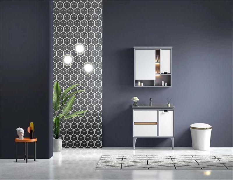 PVC Bathroom Cabinets with Popular Design Hot Sale with Ceramic Basin