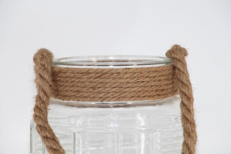 Glass Candle Holders with Rope Glass Jars for Flower and Candles for Home Decoration