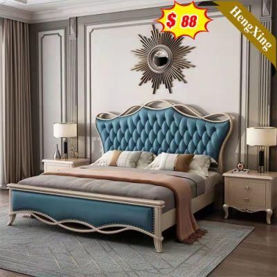 Modern Wholesale Hotel Bedroom Furniture Wooden Leather Beds with Headboard