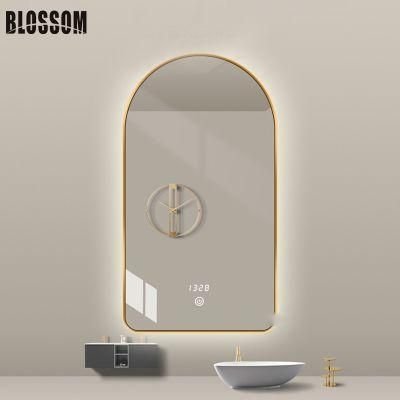 Wholesale Big Hair Salon Furniture Golden Aluminum Frame Wall LED Backlit Mirrors with Lights