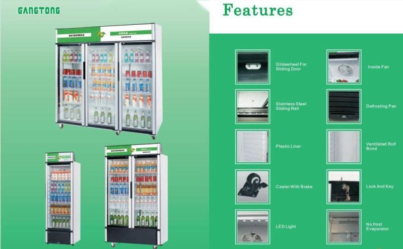 Supermarket Beverage Showcase Glass Two-Door Vertical Chiller Chinese Manufacturer Factory Price