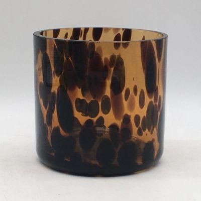 Glass Candle Holder with Leopard Print Various Pattern