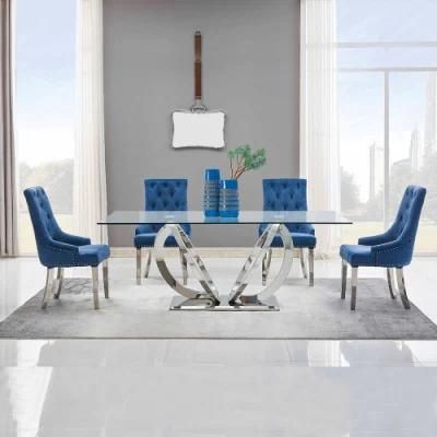 Tempered Glass Stainless Steel Dining Table for Home