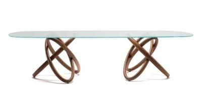 Cfd-02 Long Dining Table/Toughened Glass Top //Ash Solid Wood