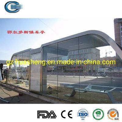 Huasheng Prefabricated Bus Stop Shelter China Bus Stop Shelter Manufacturing Outdoor Bus Station Kiosk Light Box Structure Bus Shelter