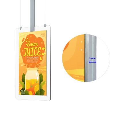 Hanging Double-Sided LCD Screen Player WiFi Advertising Display for Showcase, Glass Wall, Window