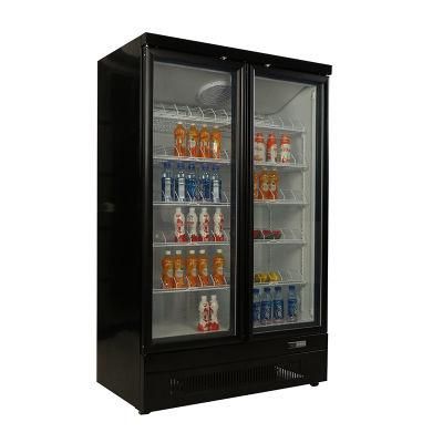 China Manufacturer Wholesale Price Double-Opening Glass Door Drinks Vegetable and Fruit Display Cabinet