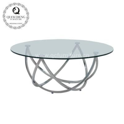 Household Silver Stainless Steel Frame Cafe Coffee Table for Restaurant