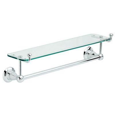 Bathroom 24 Inch Wall Mounted Polished Chrome Finish Tempered Glass Shelf