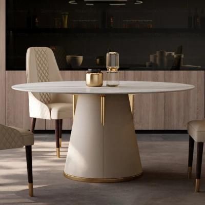 Stainless Steel Minimalist Designer 6 Person Round Dining Table