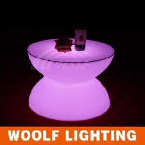 LED Light Glass Top Round Bar Center Table