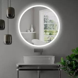 5mm Bathroom Touch Sensor Wall Mounted Round LED Mirror for Stainless Steel Vanity Cabinets