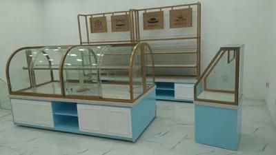 Bakery Shop Display Rack for Bread with LED Lights and Tempered Glass Door