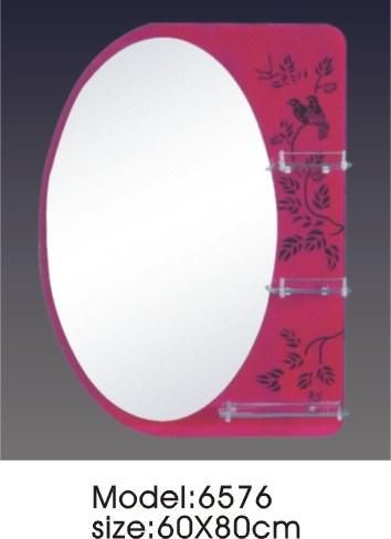 High Quality Irregular Painting Bathroom Sliver Mirror with Shelf