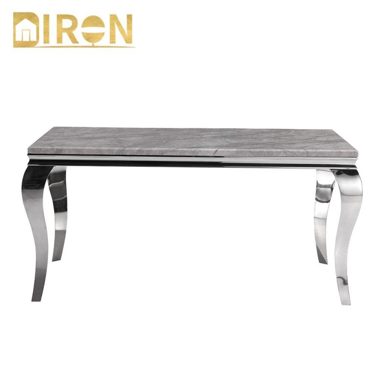 Luxury Modern Design Stainless Steel Tempered Glass Top Rectangle Console Table