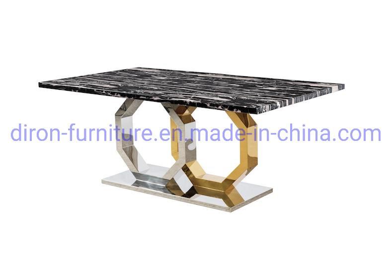 Foshan Furniture Cheap Stainless Steel Tempered Glass Dining Table