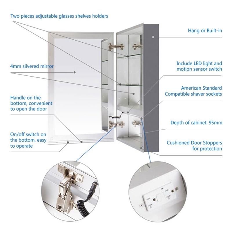 LED Bathroom Cabinet Bathroom Accesssories Sanitary Ware Wall Medicine Cabinet Bathroom Furniture Home Decor Cabinet