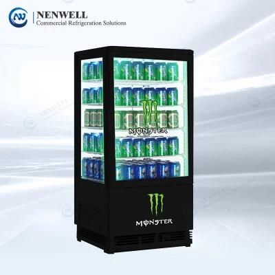 Four Side Double Glass Door Display Cooler Showcase with Carving Logo LCD Screen (NW-RT78L)
