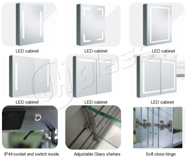Decorative LED Lighted Aluminum One Door Medicine Bathroom LED Mirrored Cabinet