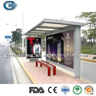 Huasheng Stainless Steel Bus Stop China Bus Stop Advertising Shelter Manufacturers Modern Bus Station Advertising Bus Shelter