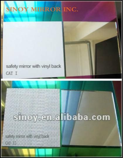 3mm - 6mm Vinyl Backed Safety Mirror Glass for Furnitures