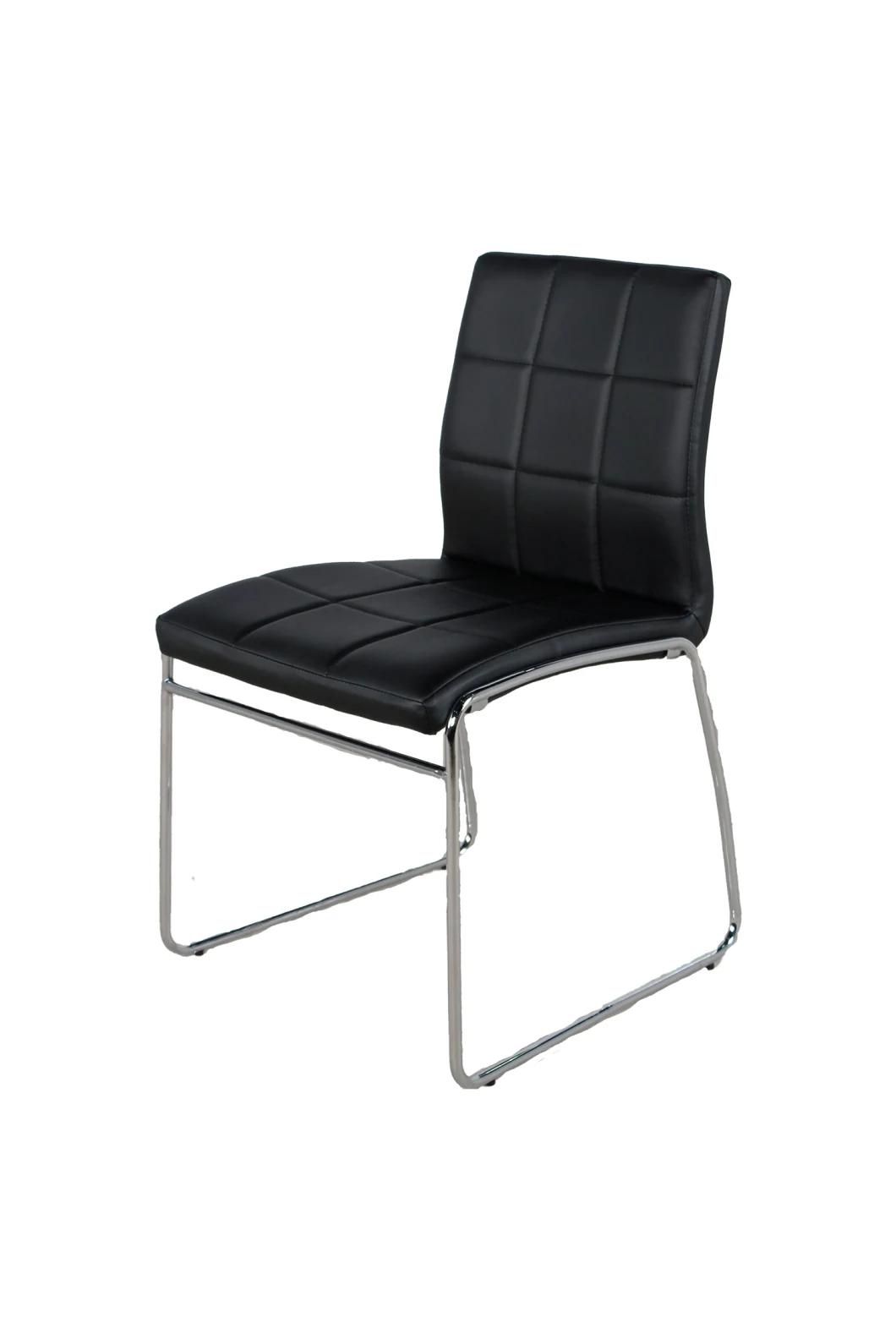 Home Office Restaurant Furniture PU Dining Room Chair with Electroplated Steel Tube Leg