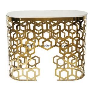 Venetian Mirrored Furniture Stainless Steel Console Table Marble Console Tables