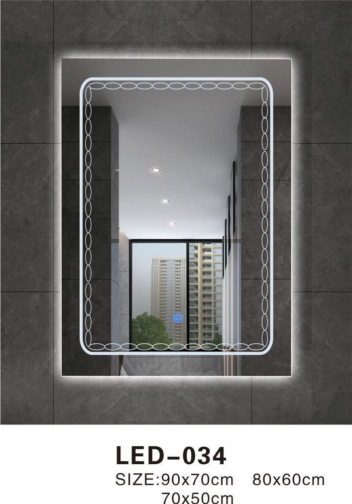 Modern Apartment Bathroom Lighted LED Mirrors Touch Screen